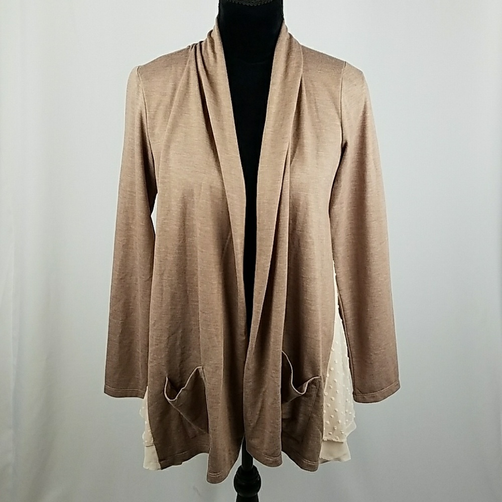 Logo Lounge women XS cardigan Chiffon long sleeve pockets draped lagenlook